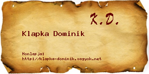 Klapka Dominik névjegykártya